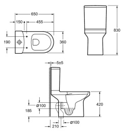 Напольный безободковый унитаз Jacob Delafon Elite E20997-00, крышка микролифт, тонкая