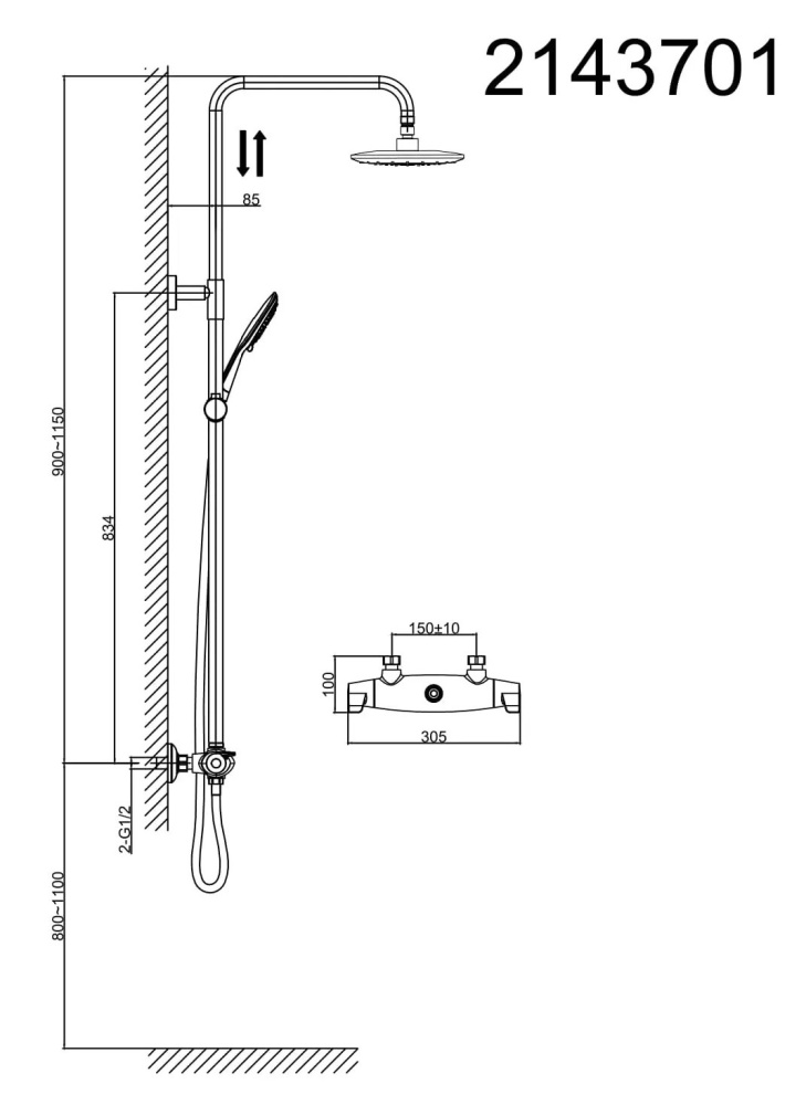 Душевая система D&K Bayern.Potsdam (DA2143701B14) хром