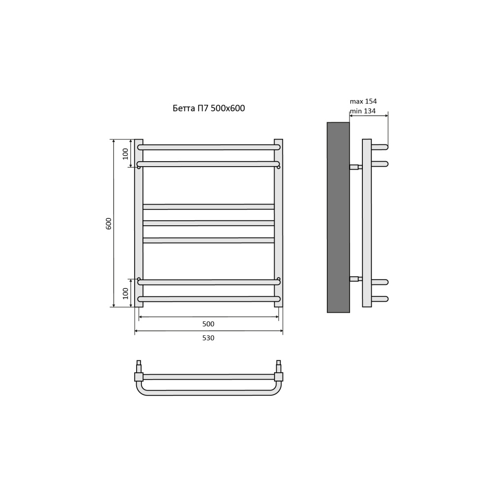 Фото Полотенцесушитель водяной Aquatek Бетта (AQ KRC0760BL), цвет черный