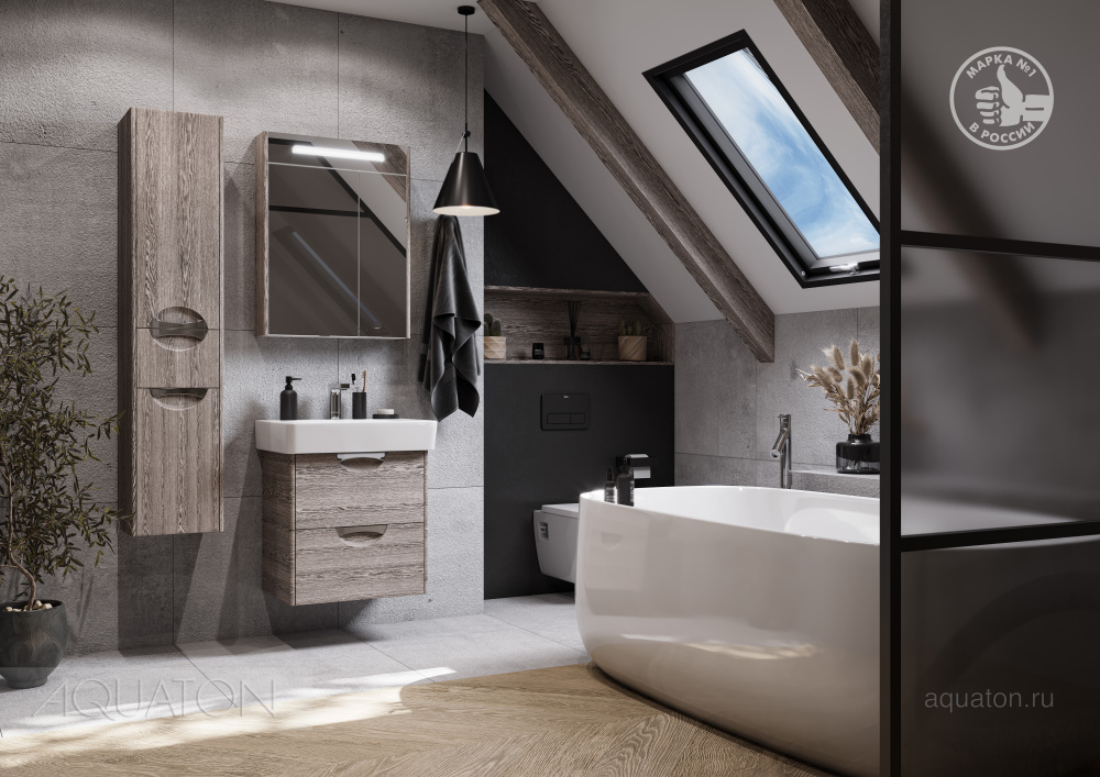 Зеркальный шкаф Aquaton Сильва 60 дуб фьорд 1A216202SIW60