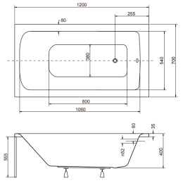 Акриловая ванна 120x70 Besco (WAT-120-PK)