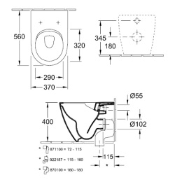 Приставной унитаз Villeroy&Boch SUBWAY 2.0 5602 R001, безободковый