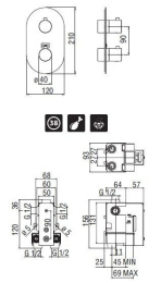 Смеситель NOBILI LV00102CR_WE00102 Термостат для душа