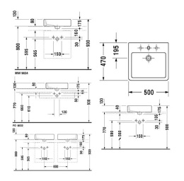 Раковина 50 см Duravit Vero 0452500000, белый