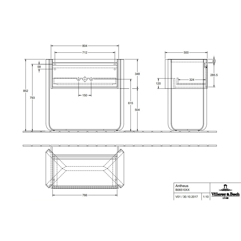 Villeroy Boch ANTHEUS B06510PW Тумба под раковину с консолью (цвет черный ясень)