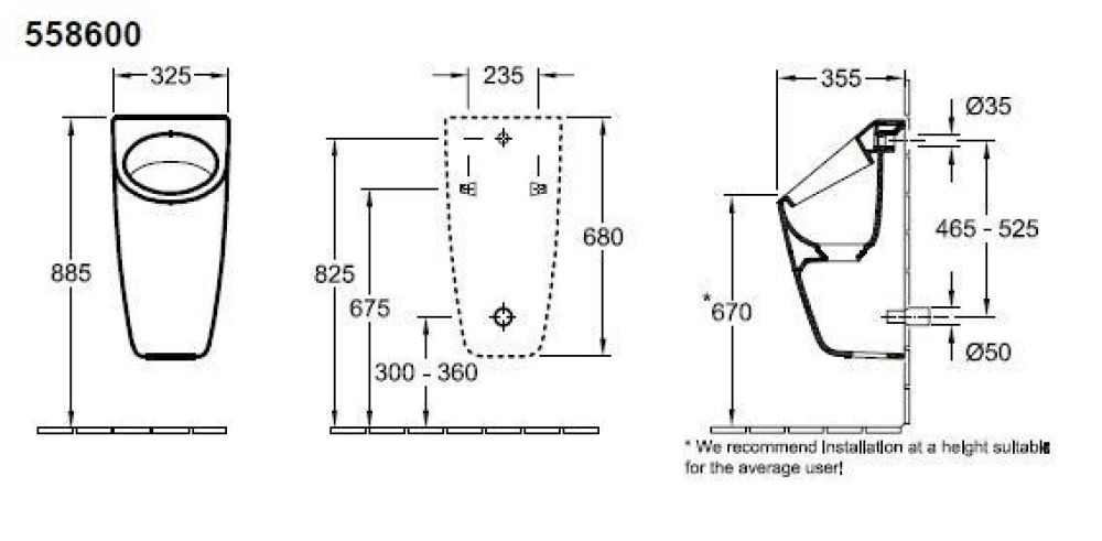 Фото Villeroy&Boch Architectura 558600R1 Писсуар подвесной (белый альпийский)