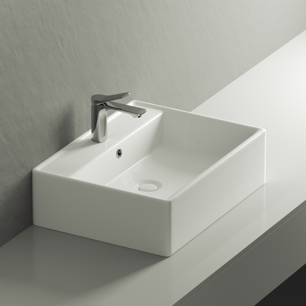 Фото Накладная раковина Ceramicanova Element CN6046 прямоугольная 59 см. с переливом