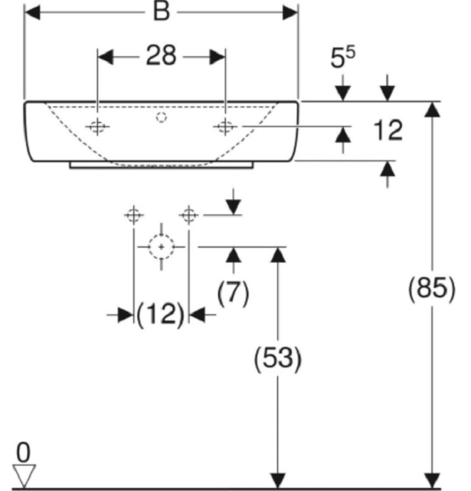 Фото Geberit Renova Plan 225155000 Раковина, встраиваемая сверху, накладная
