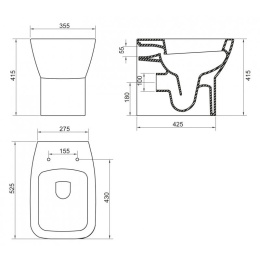 Приставной унитаз BelBagno Lago BB128CB, безободковый
