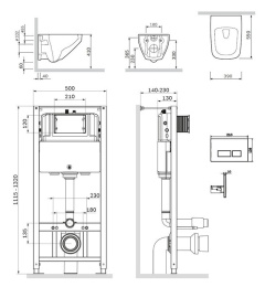 Фото Инсталляция + унитаз + клавиша Am.Pm Inspire 2.0 (IS47051.50A1700) синий