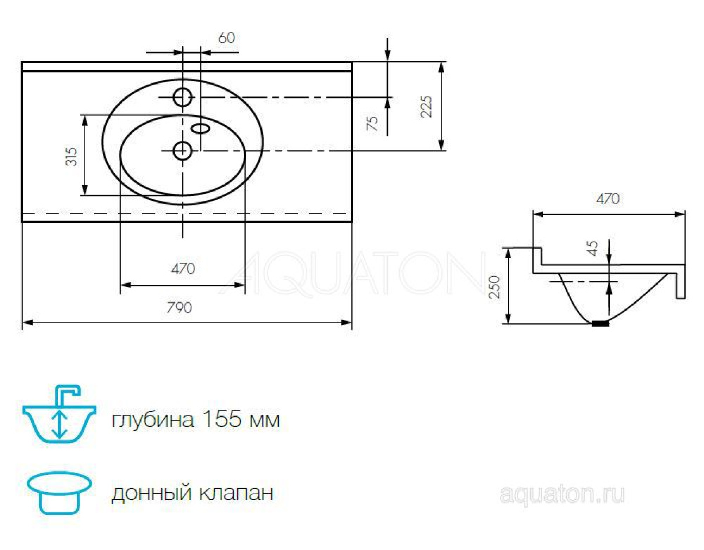 Фото Раковина Aquaton Отель 3/80 белая с навесами 1A70063NOT010
