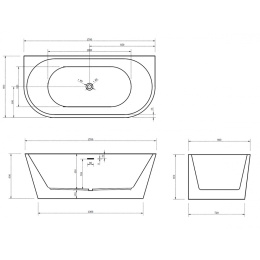 Акриловая ванна 170x80 Abber (AB9216-1.7DB), овальная