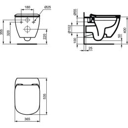 Промо-комплект 4 в 1 Ideal Standard с безободковым подвесным унитазом T355101 TESI Rimless с сиденье