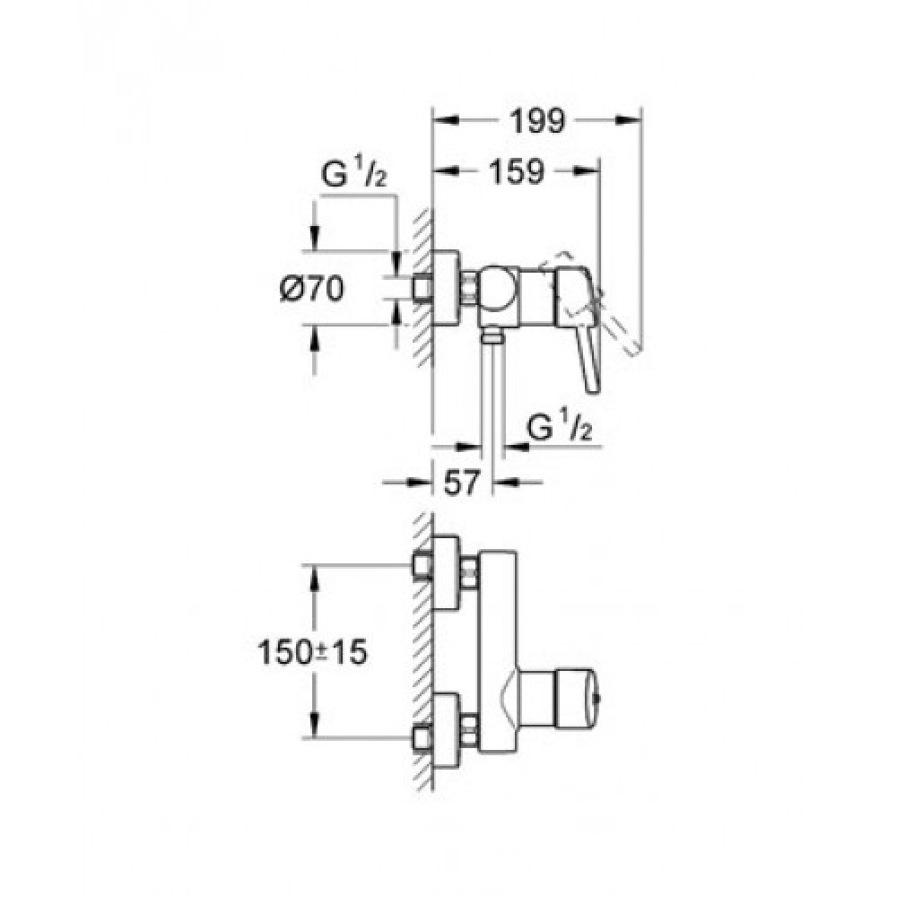 Гигиенический душ настенного монтажа Grohe Concetto New 32210+28343+