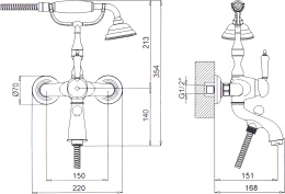 Смеситель для ванны и душа Margaroli Classica RU1004AA01CR, хром