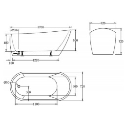 Акриловая ванна 170x75 BelBagno (BB62-1700), округлая