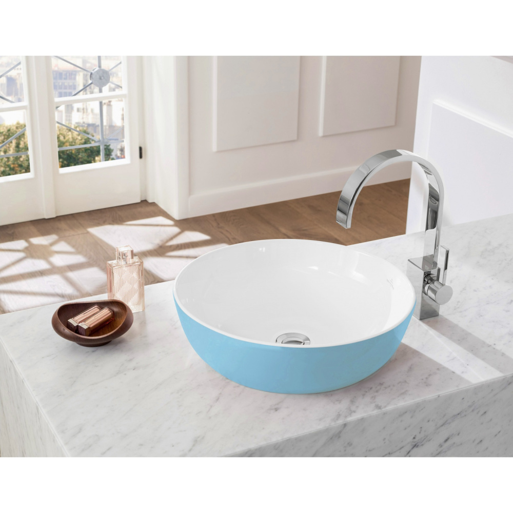 Раковина накладная круглая для ванной комнаты 43 см Villeroy Boch Artis 417943BCW1 (цвет frost)