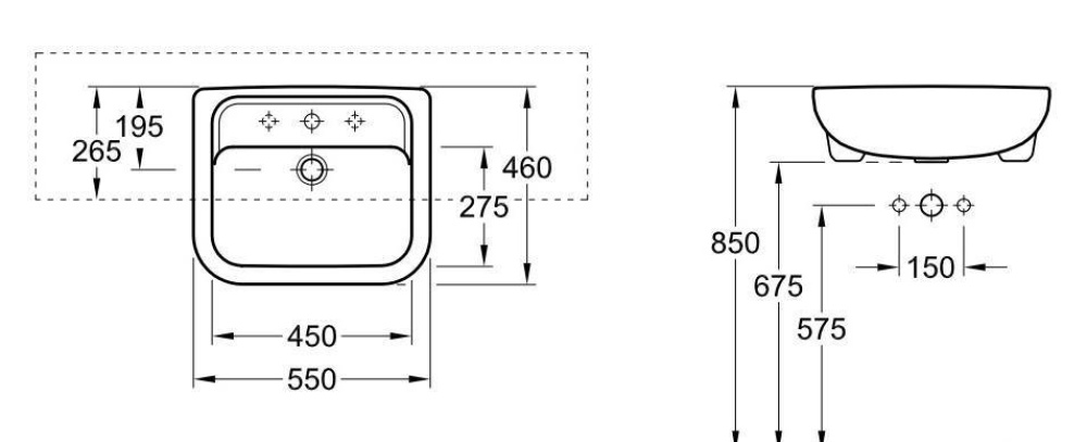 Раковина полувстраиваемая 51765501 VILLEROY&BOCH Omnia architectura, 550х460 мм