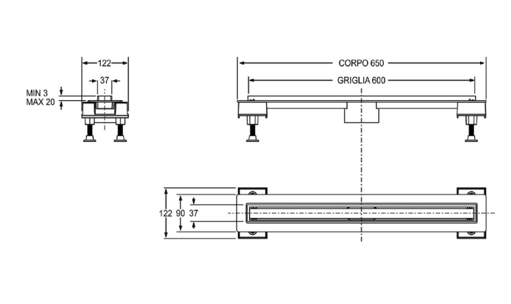 Душевой лоток Bonomini CANALISSIMA (6825WA60SWZ) черный