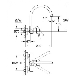 Grohe Concetto 32667001 Смеситель для кухни, настенный