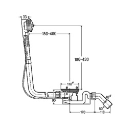 Фото Слив-перелив Bette Rotaplex R5 B608-901 удлиненный, диаметр 90мм, цвет: хром