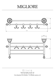Фото Migliore Olivia 17465 Полка-держатель для полотенец с 4-мя крючками, золото