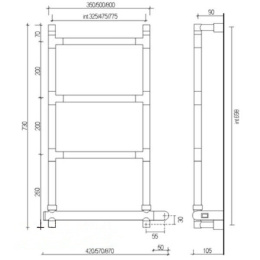 Полотенцесушитель электрический Margaroli Sereno 582-5 ВОХ 325мм, 58232505WHB, белый