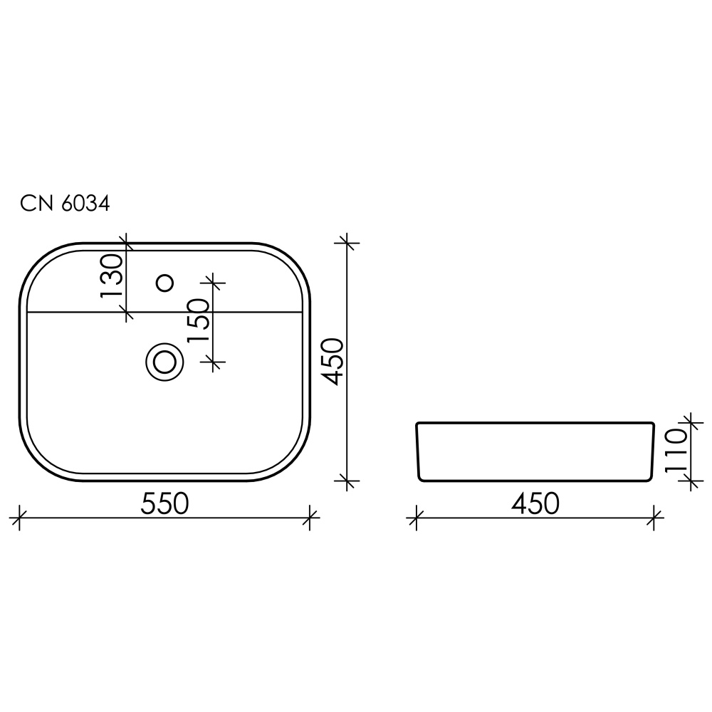 Накладная раковина Ceramicanova Element CN6034 прямоугольная 55 см