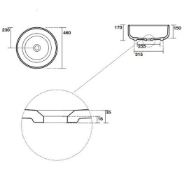Kerasan Ciotola 430231 Раковина накладная С2 D46см, H17 см, без отверстия под смеситель, без перелив