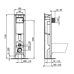 Инсталляция Ideal Standard ProSys Eco Frame M W220101 с унитазом Connect E803501, сиденье микролифт 