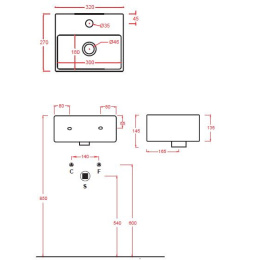 Раковина накладная 32 см ArtCeram Quadro (QUL006 01 00) белый