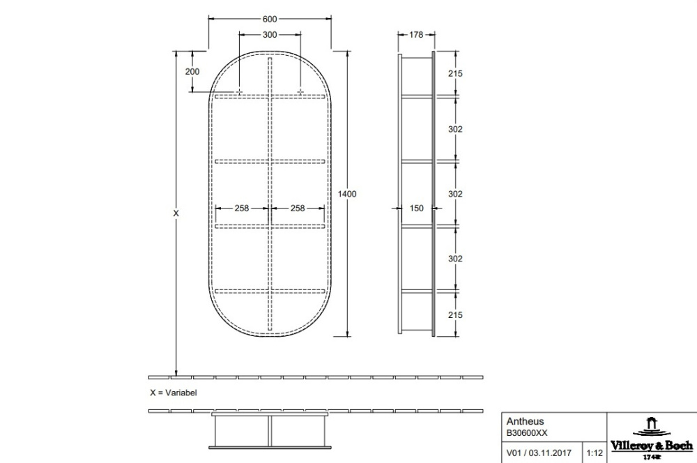 Фото Villeroy Boch ANTHEUS B30600PV Зеркало для ванной комнаты (цвет американский орех)