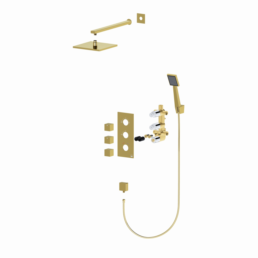 Фото Душевая система встроенная с термостатом Timo Tetra-thermo SX-0179/17SM золото матовое