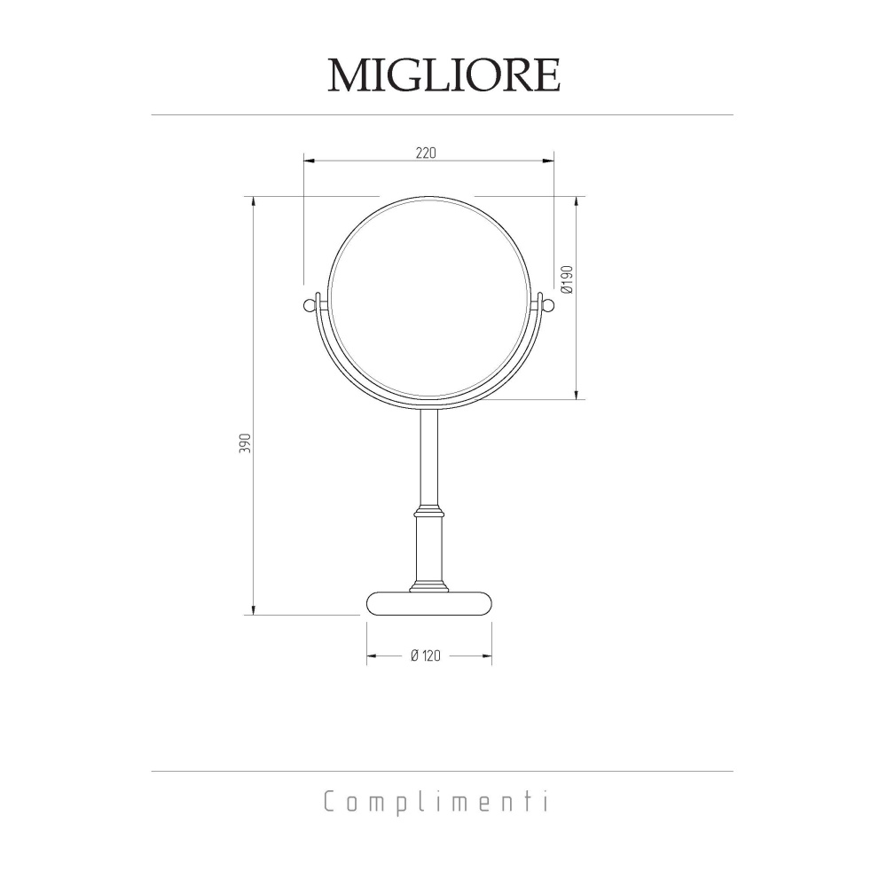Косметическое зеркало Migliore Complementi 21982 золото