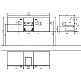 Тумба под раковину 9867N1BM VILLEROY&BOCH Central Line, 1250 x 430 x 450 мм
