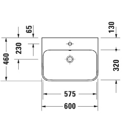 Раковина 60 см Duravit Happy D.2 Plus 2360606100, белый