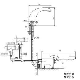 Фото Педальный смеситель на две воды Rav-Slezak NB201