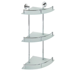 Sapho X-Round XR606 Полка X-ROUND металлическая, стеклянная, угловая, тройная, с бортиком, хром