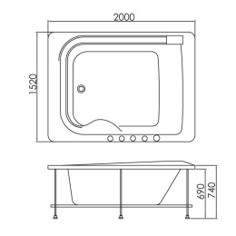 Акриловая ванна 200x152 Gemy (G9265 K), прямоугольная
