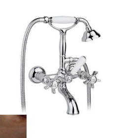 Фото Смеситель Nicolazzi P.M. Blanc 1401DB78 для ванны и душа, состаренная бронза, ручка белая керамика