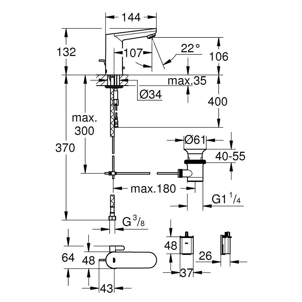 Grohe Eurosmart Cosmopolitan 36331001 Смеситель для раковины, электронный