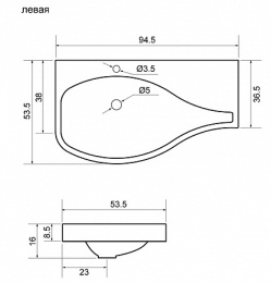 Фото Раковина мебельная 95 см Aquanet Soprano (00169395) Асимметричная