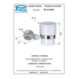 Remer Minimal inox Mi15INOXCR Стакан для зубных щёток подвесной (белый | матовая нержавеющая сталь)