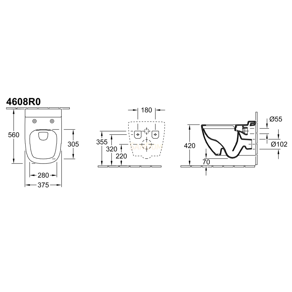 Villeroy Boch ANTHEUS 4608R0R1 Подвесной унитаз (цвет альпийский белый)