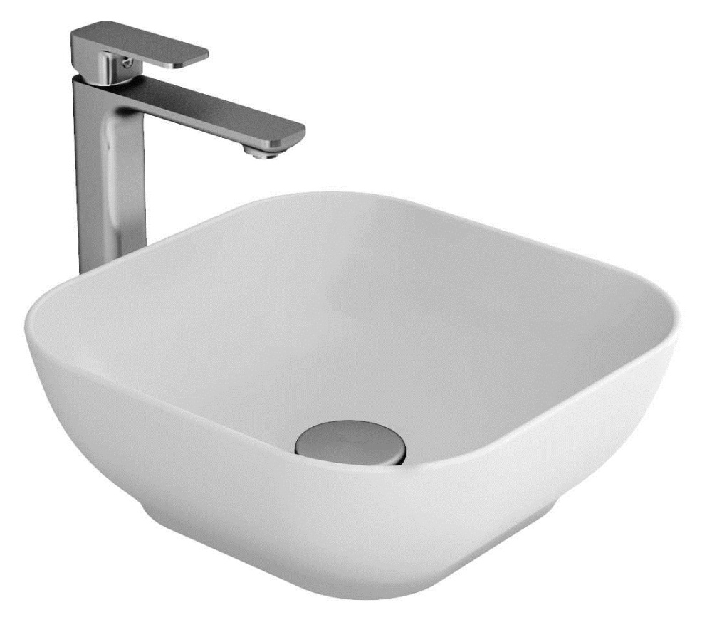 Фото Раковина Bien Motto MTLG03801FD0W3000 38 x 38 x 14 см на столешницу квадратная, белый