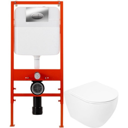 Комплект 4 в 1 Унитаз подвесной Cezares STYLUS CZR-513-TH-R с сиденьем CZR2316SC + Система инсталляц