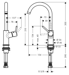 Фото Смеситель для раковины 32084000 Hansgrohe Talis S