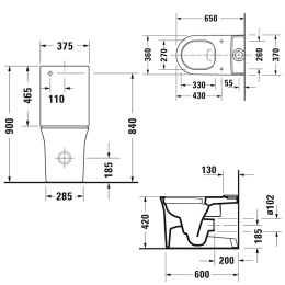 Моноблок безободковый Duravit White Tulip 2197092000, белый