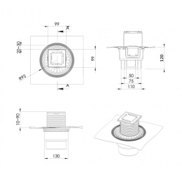 Душевой трап Berges Zentrum Antik 100х100 (094464) бронза