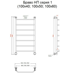 Полотенцесушитель Тругор  Браво НП 1 100*60 (ЛЦ4) (Браво1/нп10060)